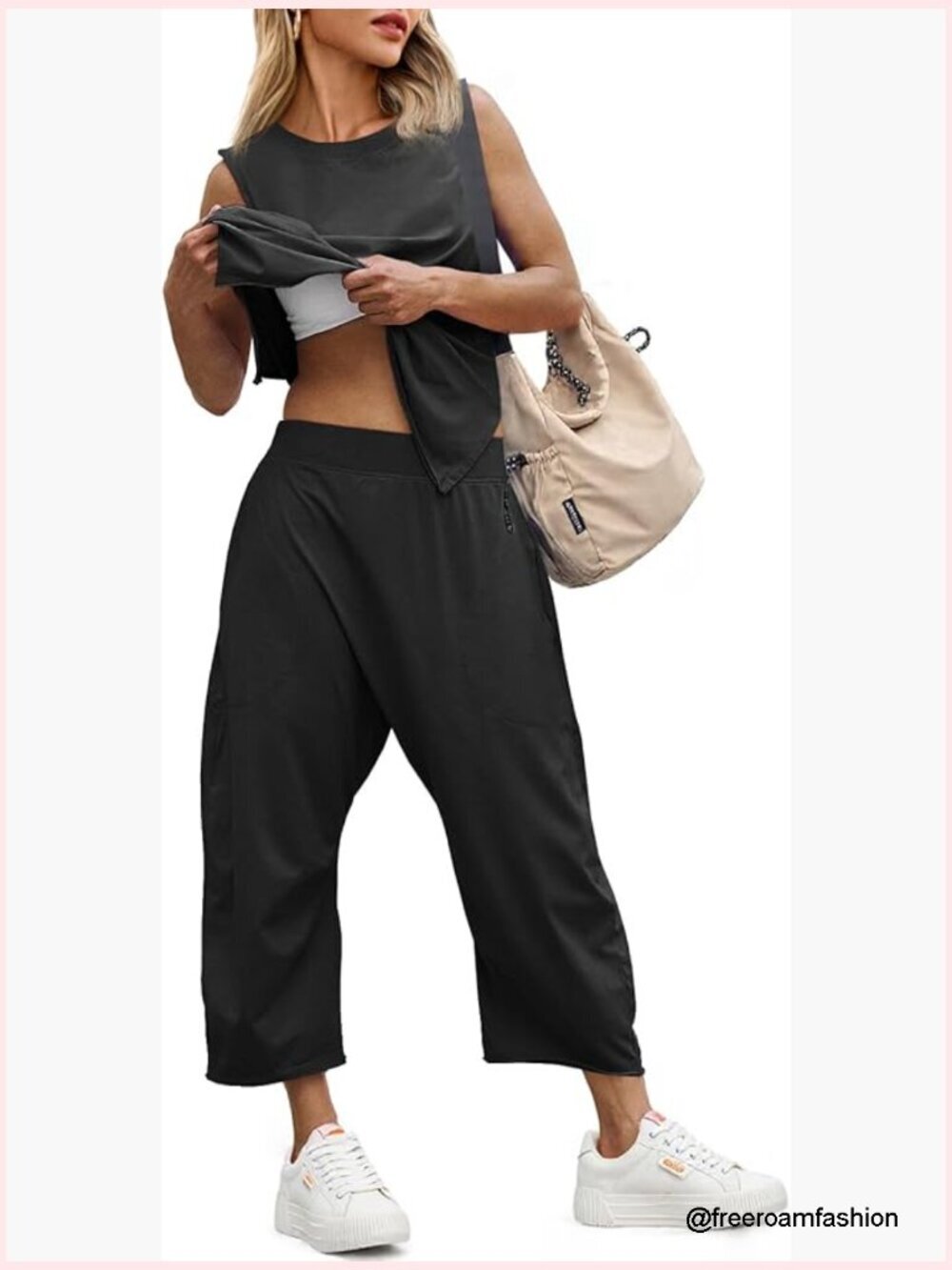 2 Piece Tank Top & Wide Leg Pants Set Yoga Lounge
